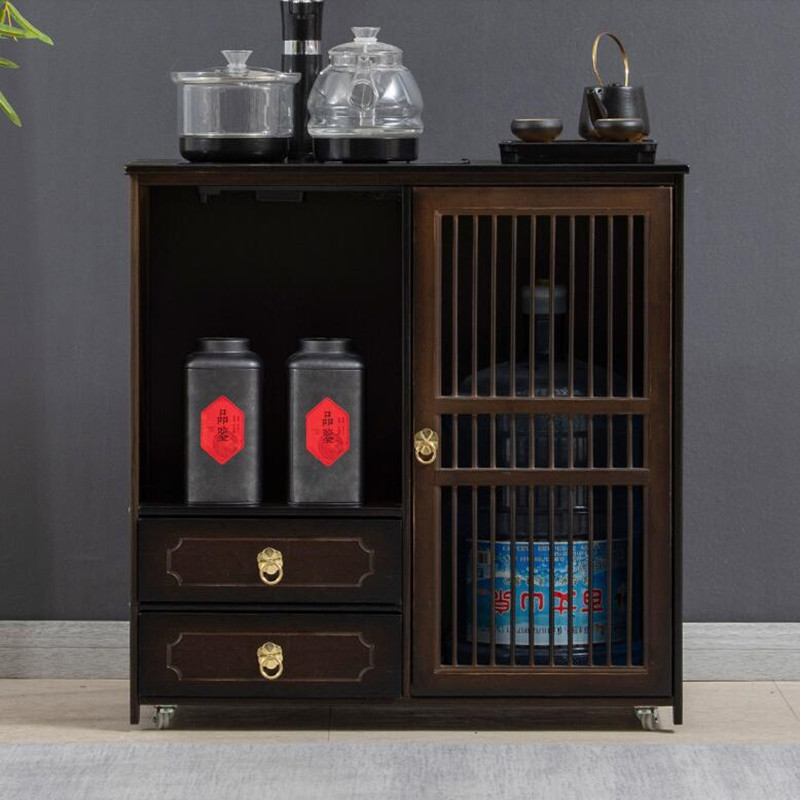 炎黄龙祥茶吧柜带轮茶水柜办公室一体置物家用茶水柜