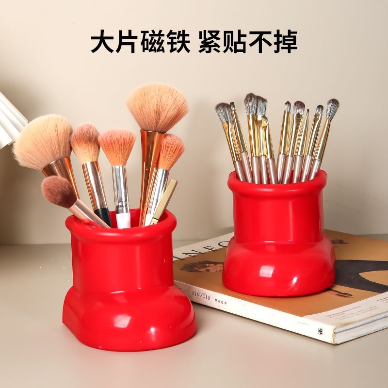 创意靴子磁吸收纳盒冰箱贴置物架多功能收纳盒家用厨房壁挂筷子筒 黄色磁吸盒