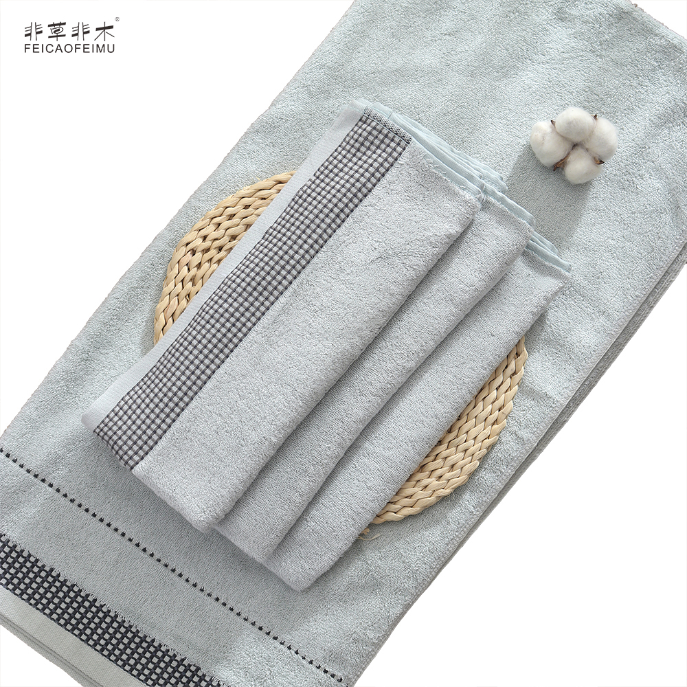 非草非木 竹纤维成人加厚浴巾吸水浴巾 格子浴巾 (70*140cm)(条)