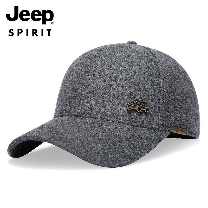 JEEP SPIRIT吉普帽子情侣款棒球帽户外遮阳羊毛帽子秋冬加厚休闲帽鸭舌帽