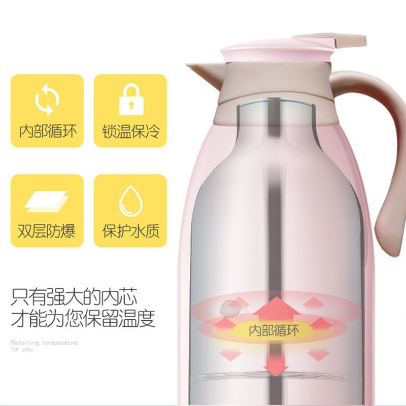 家用保温壶保温水壶学生宿舍热水瓶暖壶大容量水壶玻璃内胆保温瓶 莫兰迪绿 [适合一人饮]1000毫升
