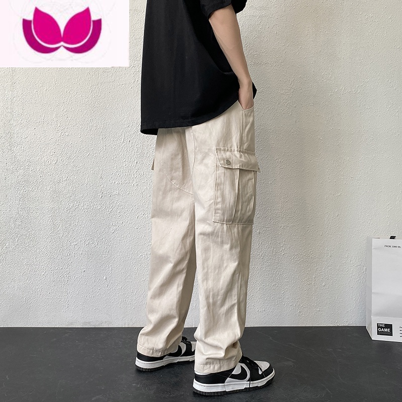 七斓日系复古cityboy工装裤男款美式卡其色裤子高街潮牌ins九分裤