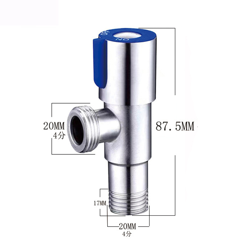 304不锈钢三角阀角阀热水器全铜加厚DN15止水阀[4分]304角阀(红、蓝轮 (铜芯))