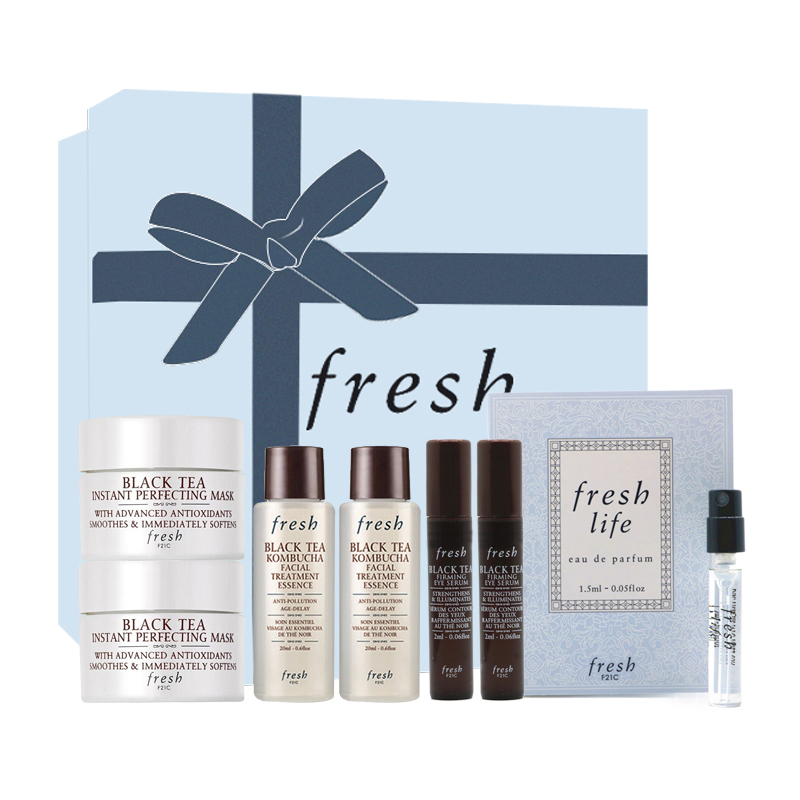 馥蕾诗FRESH红茶礼盒 红茶(凝时面膜15ml*2+精华液20ml*2+眼部精华露2ml*2+西柚香氛1.5ml*1)