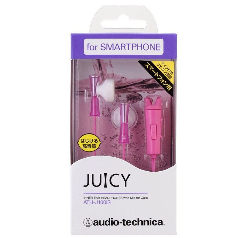 铁三角(Audio-technica) ATH-J100iS LPK 智能手机专用耳塞式耳麦有线耳机 浅粉色高清大图