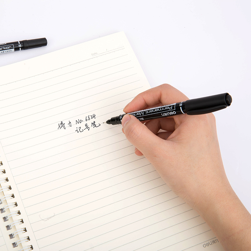 得力思达6824小双头记号笔(黑)(支)*10*3盒