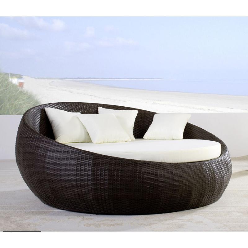 森美人户外躺床露台躺椅庭院阳台休闲藤编床泳池阳光房沙发圆形户外家具 1.6米圆床