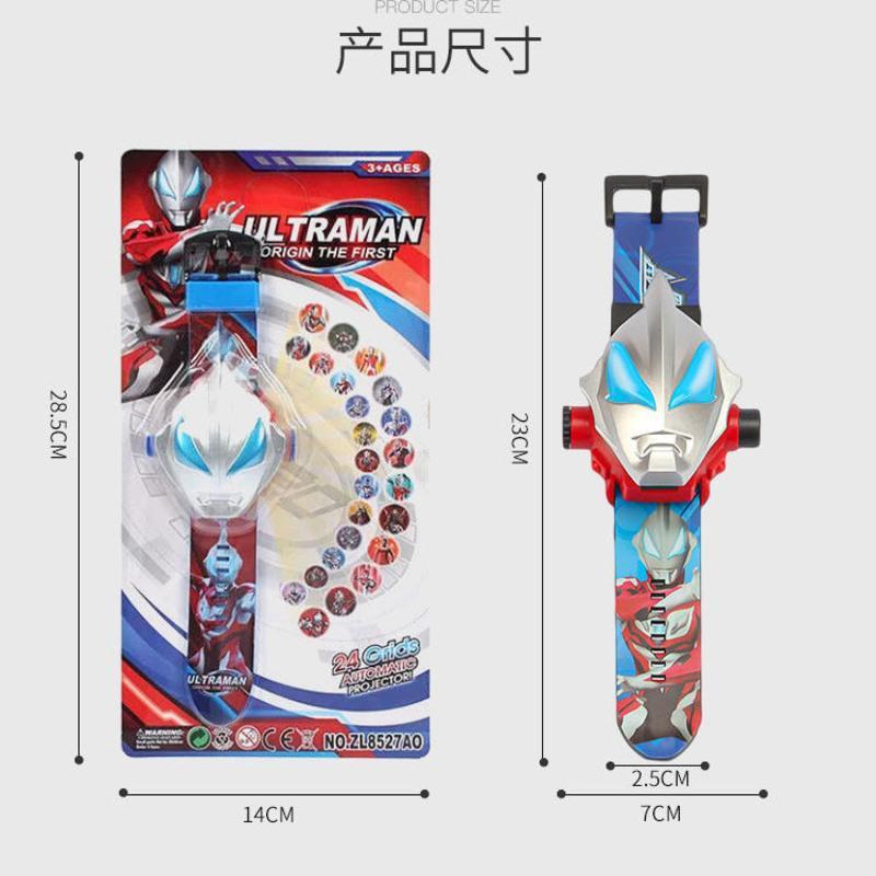 儿童手表早教投影仪手电筒图案发光投影灯小孩宝宝睡前奥特曼玩具 奥特曼翻盖手表可看时间投影