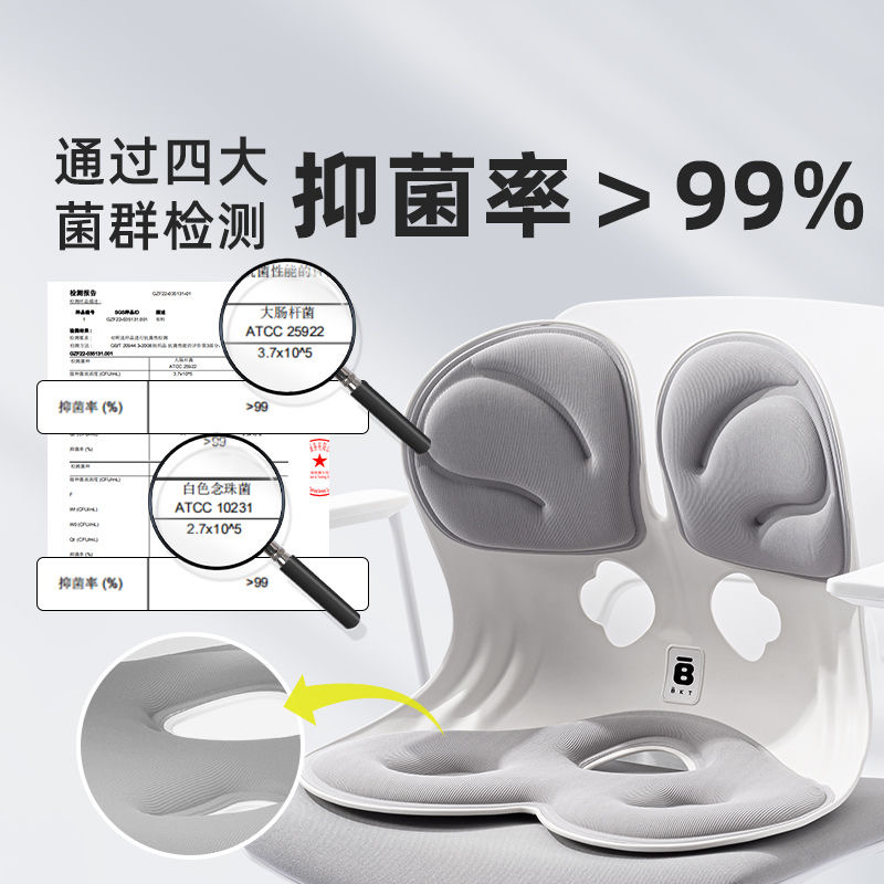 BKT 人体工学护腰坐姿椅 加大版 摩卡黑(带坐套)加大的曲面设计包裹性强支撑力度更牢固 422*362*310mm高清大图