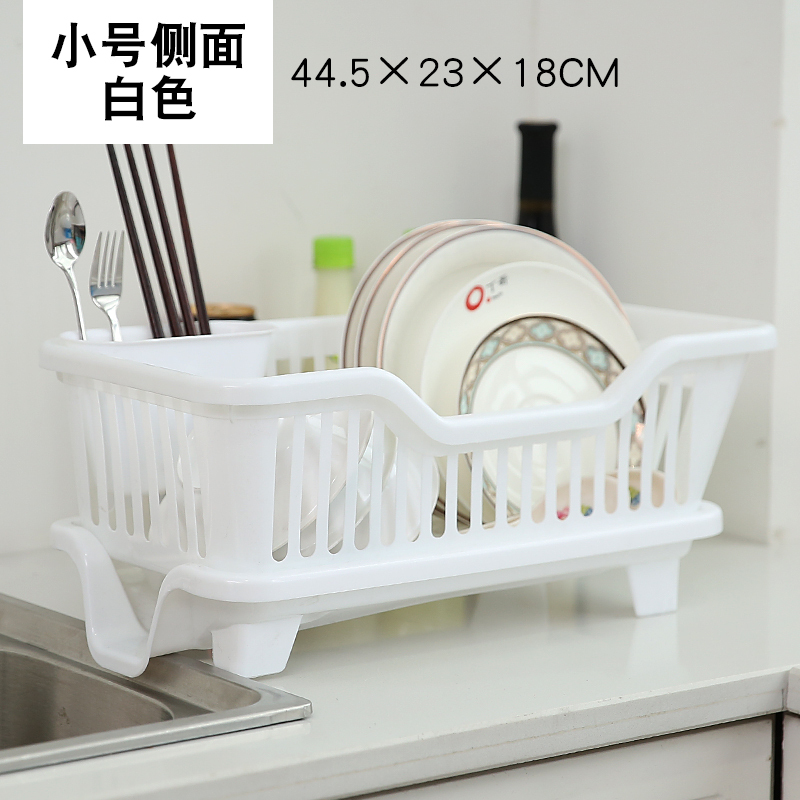 沥水碗架厨房用品沥水碗架厨房碗盘置物架碟筷子篮置|正面大号蓝色+大号淘米器(颜色随机)