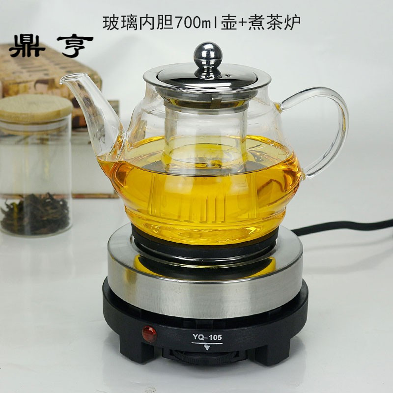 鼎亨耐热玻璃茶壶黑茶普洱煮茶器电热茶炉加热泡茶壶 熬茶壶 煮茶