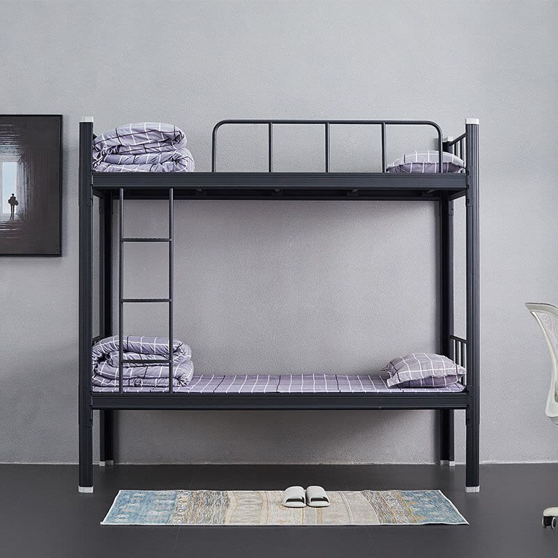 洛苏通盛铁架床钢木床宿舍床黑色加厚型2000X900含床板常规款[工厂现做 7天内发货]图片