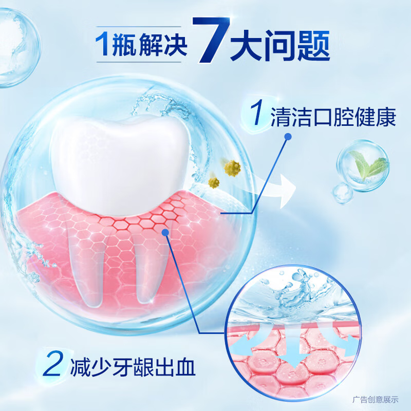 佳洁士漱口水500ml减少99%口腔细菌无酒精薄荷清新口气新老包装 随机发高清大图