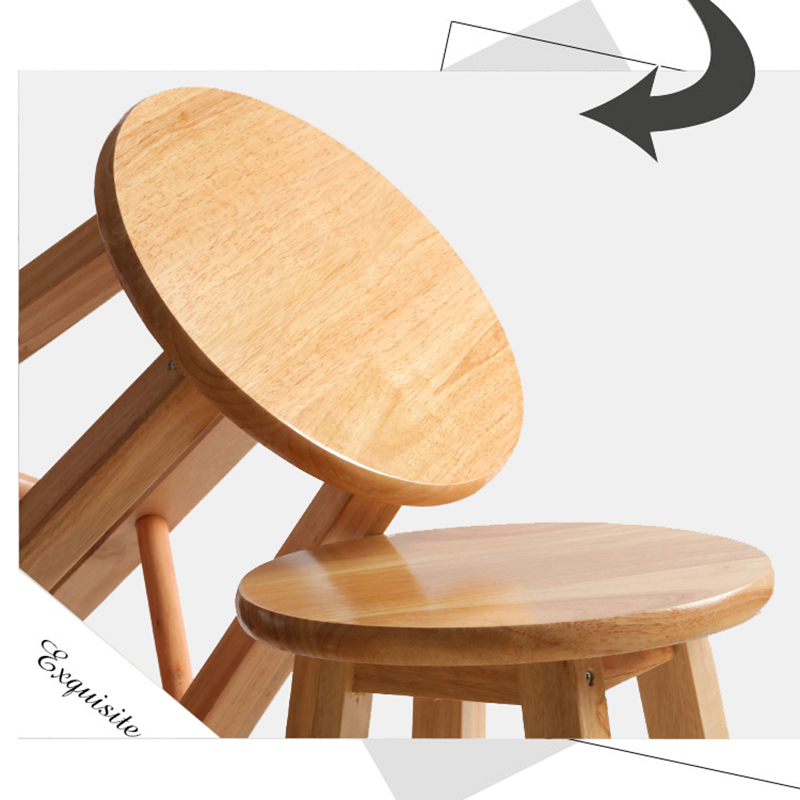 皇豹实木板凳木凳高脚圆凳家用餐椅凳子橡胶木梯凳欧式吧台椅吧凳特价