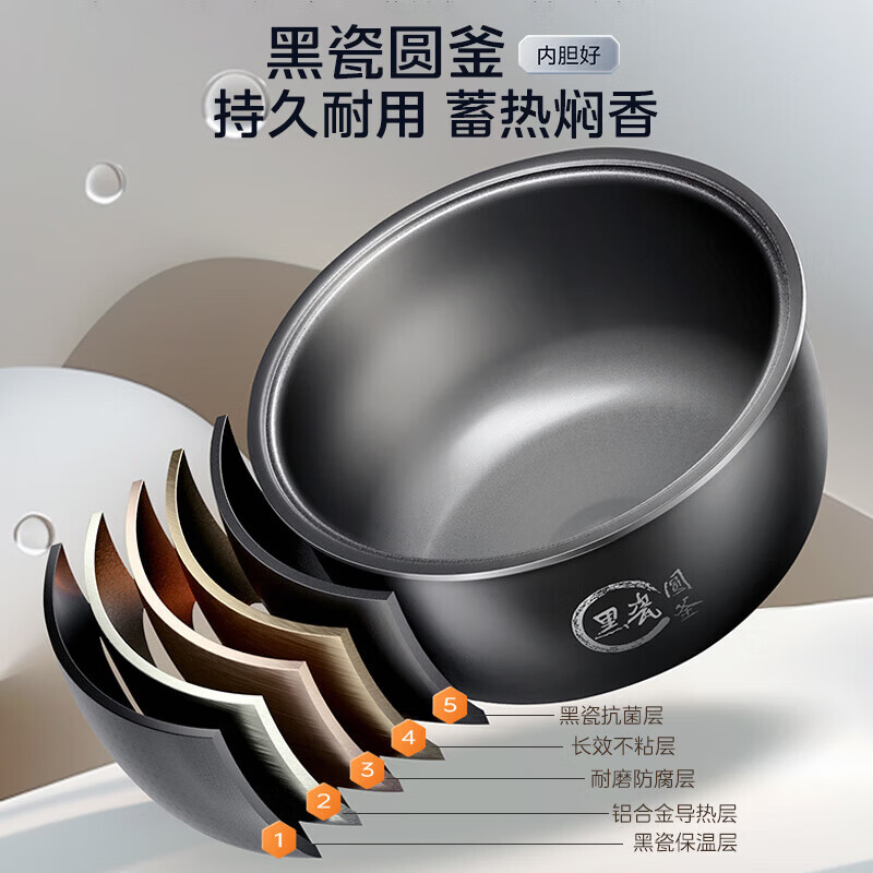 美的(Midea)电饭煲智能家用4L电饭锅新升级5.0黑瓷聚能釜24小时预约香甜Q弹饭米饭锅 MB-AFB4058R高清大图