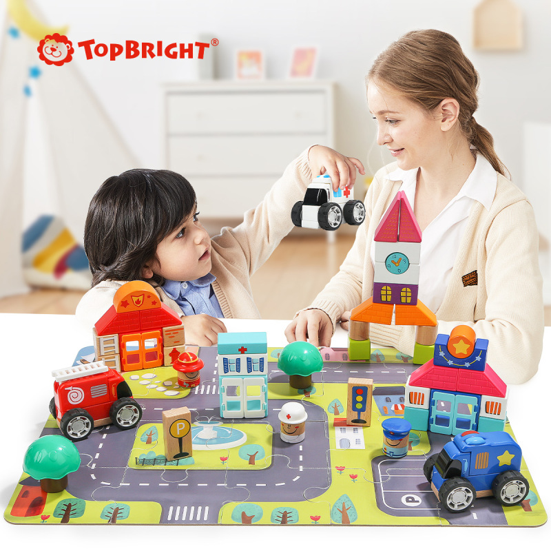 Topbright特宝儿 儿童木制城市交通拼插积木 120408