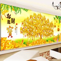 招财树十字绣客厅大幅印花招财进宝摇钱树线绣新款财树简约现代