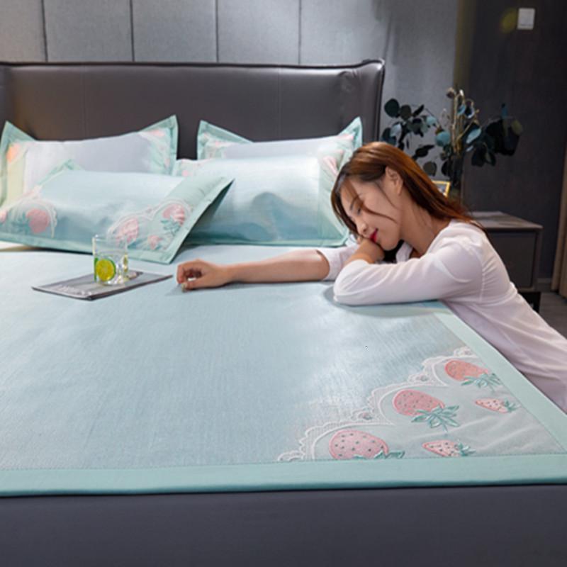 美帮汇夏季凉席1.8m床席子冰丝凉席1.5空调软席三件套可水洗可折叠2.0米高清大图