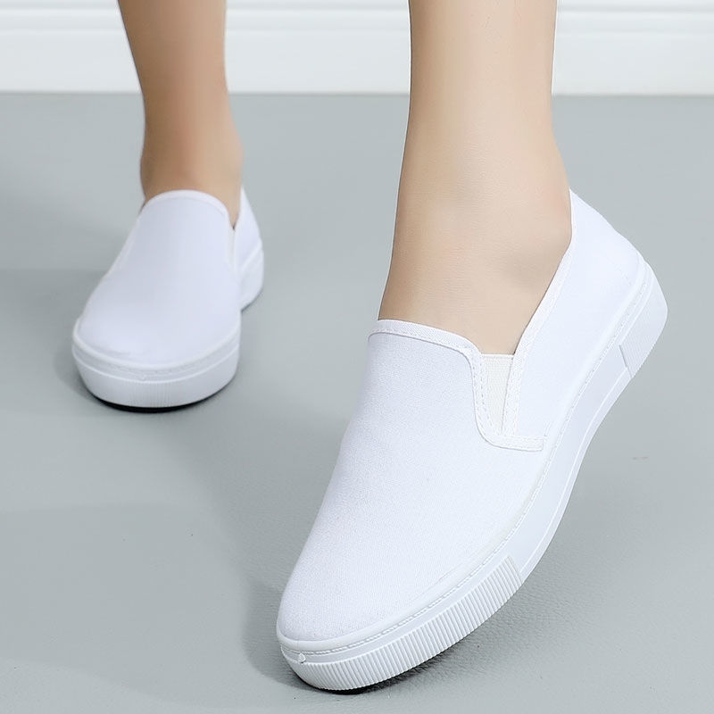 护士鞋女透气软底医院舒服防滑厚底小白鞋一脚蹬女鞋白色工作鞋181