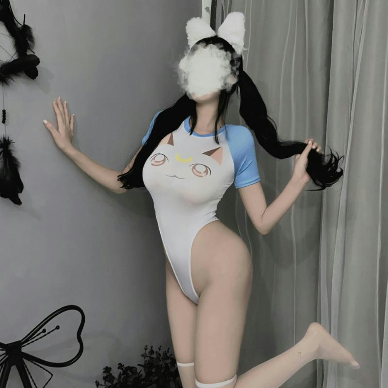 情趣内衣二次元紧身开档免脱连体衣COS动漫小野猫角色扮演制服207高清大图