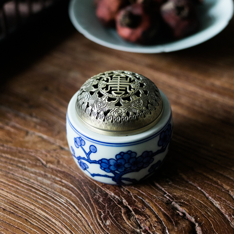 美帮汇梅花香炉香插陶瓷青花仿古檀香盘香炉香座茶道室内供佛熏香香薰炉高清大图