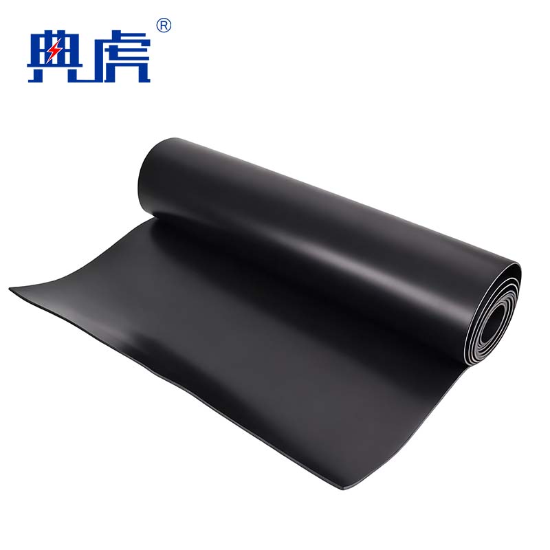 典虎 绝缘橡胶垫 黑色平面 25kv 5米*1米*8mm 卷高清大图