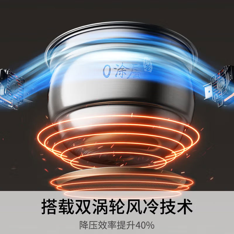 九阳JOYOUNG九阳电压力煲家用双胆0涂层智能预约大容量压力锅 浅灰色 JYY-50IHS15 5L 台高清大图