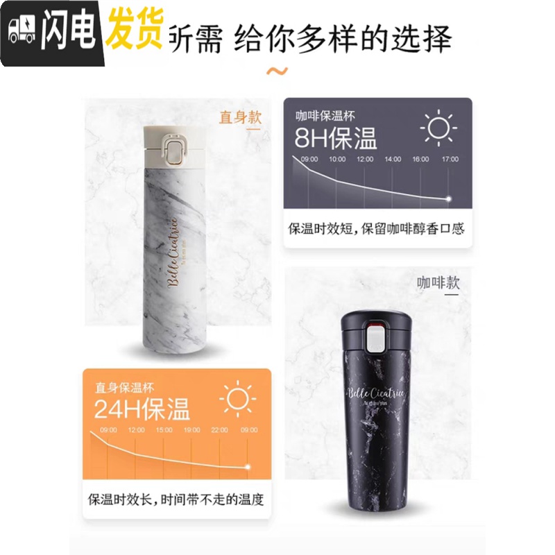 三维工匠保温杯500女个性弹跳盖潮流北欧风格情侣款创意一对简约水杯子 石墨黑500高清大图
