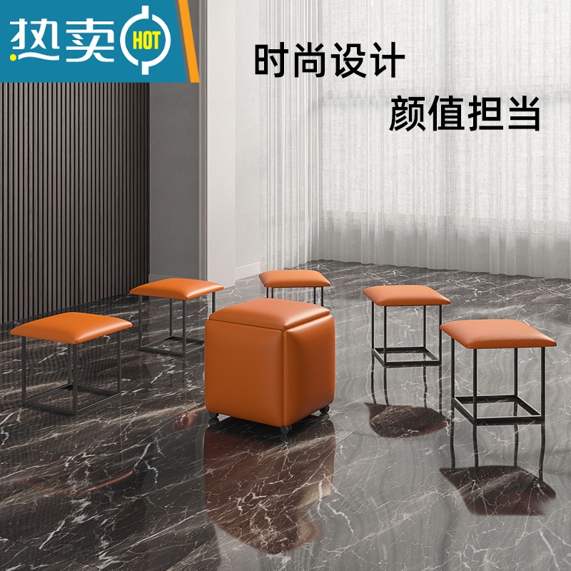 敬平网红魔方凳组合凳子家用可叠放沙发小矮凳客厅茶几多功能收纳板凳收纳凳高清大图