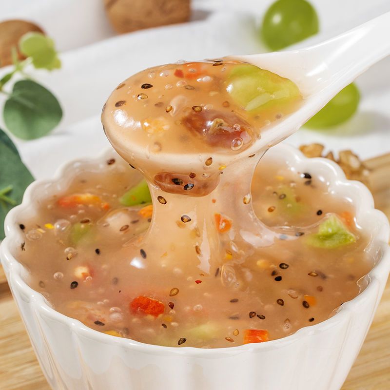 网红速溶桂花纯藕粉坚果水果捞藕粉羹罐装代减早餐无奇亚籽非西湖水果