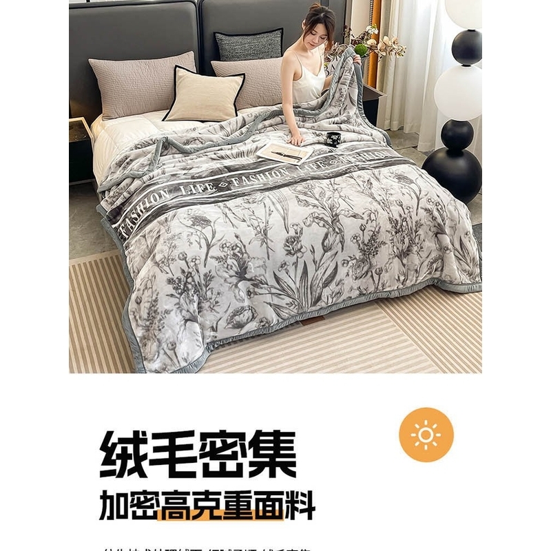 北极绒 北极绒 云端拉舍尔毯 BJRT115 水墨 180x220高清大图