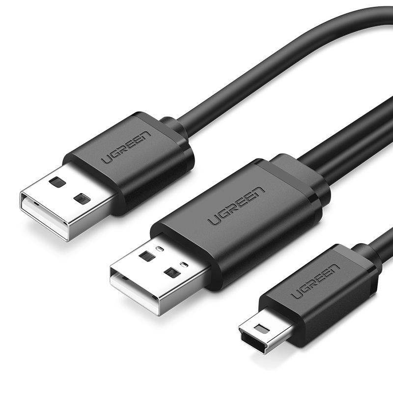绿联 US107 USB2.0*2转Mini 5P数据线 1米 10347