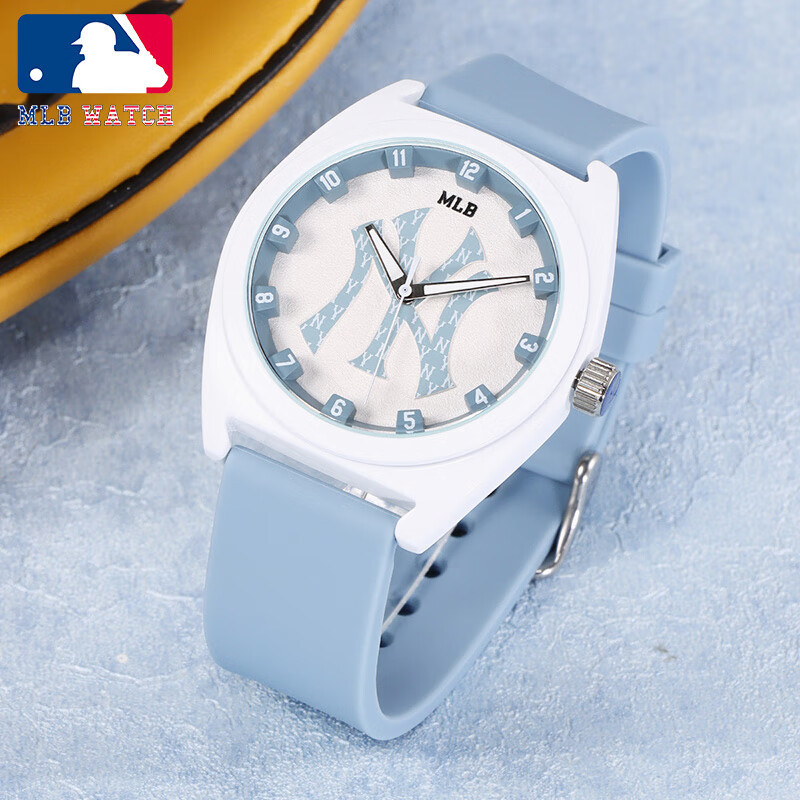 美职棒(MLB)简约百搭时尚潮流石英手表 蓝色 MLB-NY23042-WP5