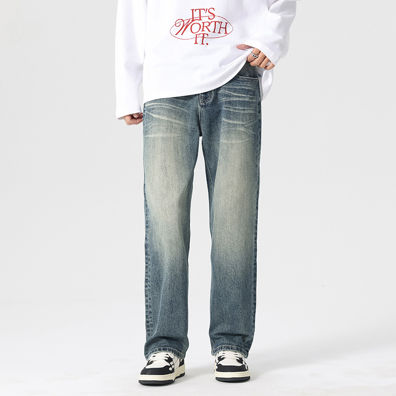 美式猫须直筒牛仔裤男高端轻奢品质新疆棉休闲高街vibe裤子高级感_702 5628复古蓝 36（2尺8-9）180斤
