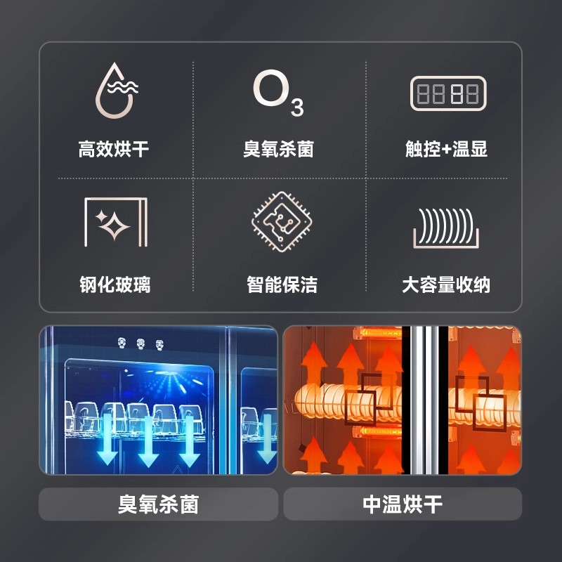 奥克斯消毒柜商用双门立式大容量酒店厨房餐具饭店消毒碗柜家用 530升对开门4层架高清大图
