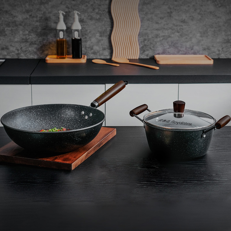 荣事达(Royalstar)RSD083-FJ 麦饭石二件套 32cm+22cm(单位:套)黑色高清大图