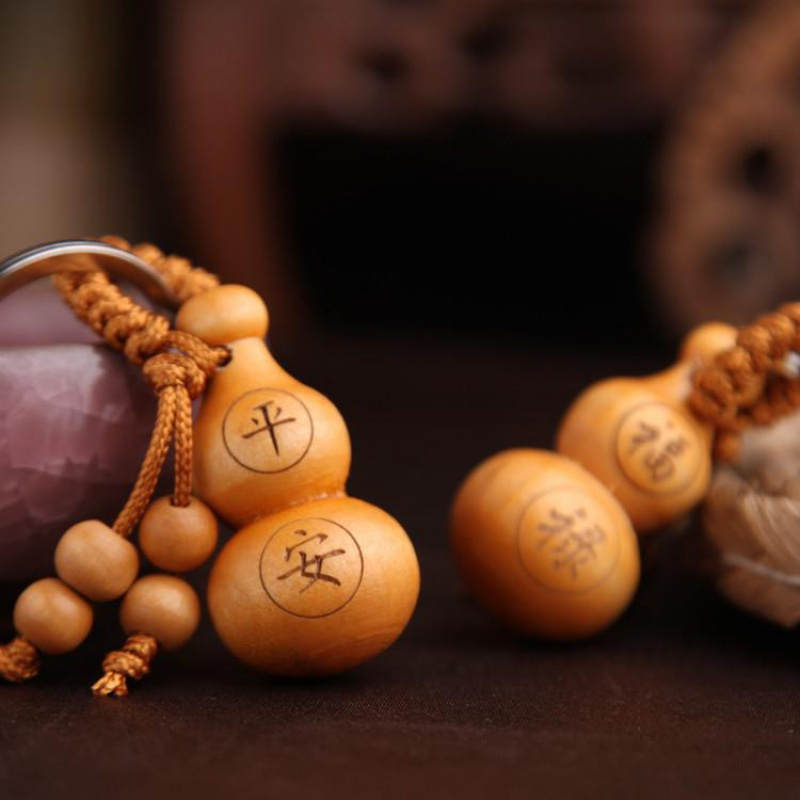 包包配饰男士桃木木吊坠小葫芦挂饰桃木挂件配饰桃木手工胡芦桃木色