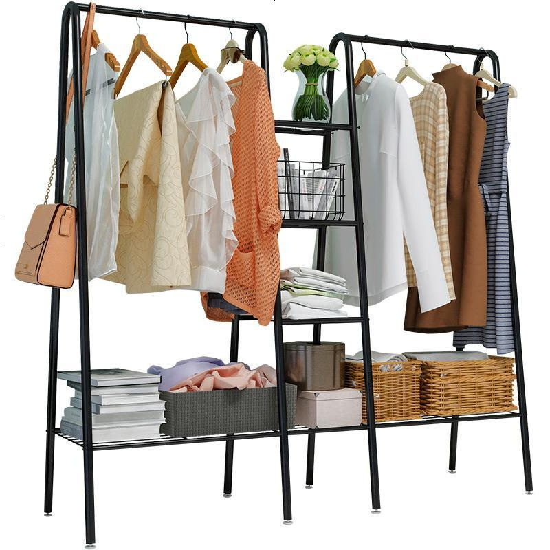 简易衣帽架落地挂衣架家用卧室内单杆式置物架移动晾晒衣服的架子