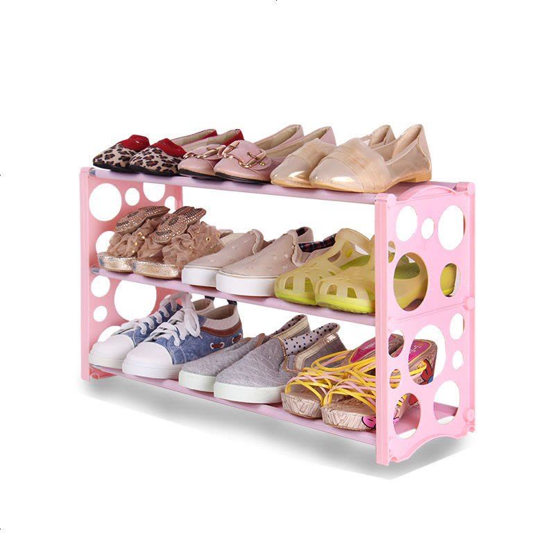 简易鞋架多层简易家用防尘组装经济型寝室宿舍小鞋架子收纳布鞋柜 三层典雅黑(竹型)图片