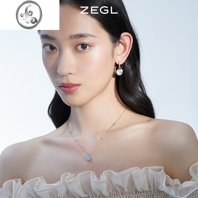JiMiZEGL设计师月光倾城925银银项链送女友小众猫眼石锁骨链七夕礼物