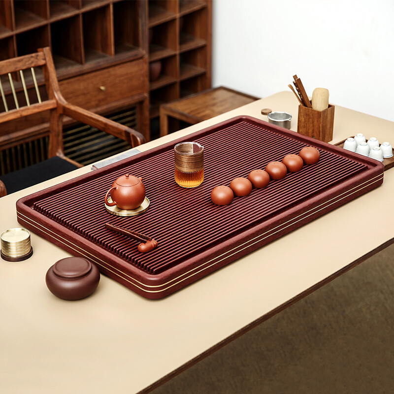 电木茶盘32支家用高端茶台整块排水茶具托盘紫檀料80*40*5cm高清大图