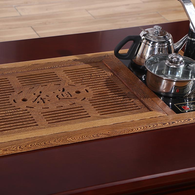 森美人油漆木皮茶几沙发配套茶几功夫茶几 喝茶品茶茶具双层长几821高清大图