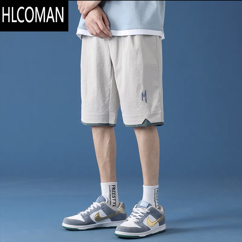 HLCOMAN短裤男士休闲裤夏季裤子男宽松的百搭潮流牌五分中裤ins潮流帅男 4XL170-185斤 230浅灰