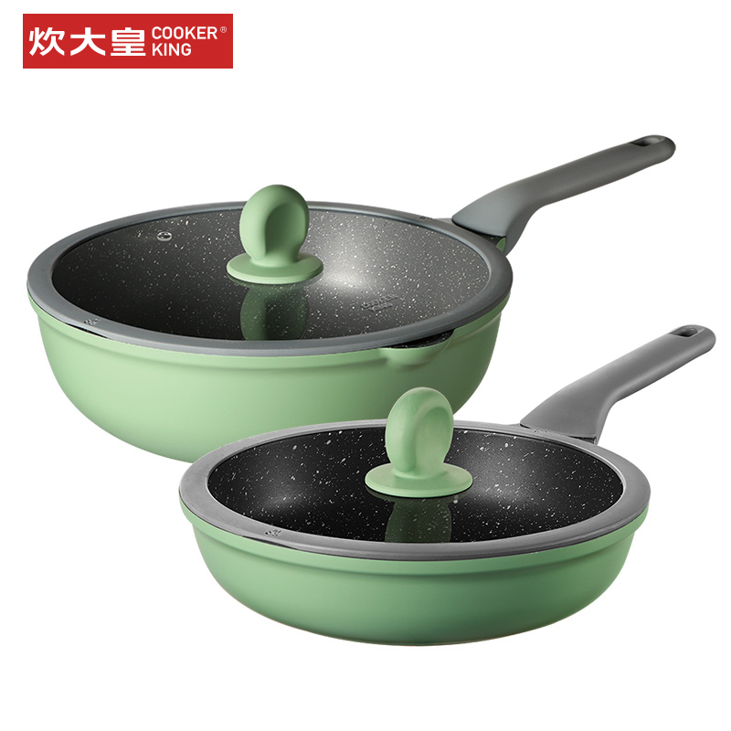 炊大皇竹青石不粘两件套炒锅32煎锅26cm ZQS3226高清大图
