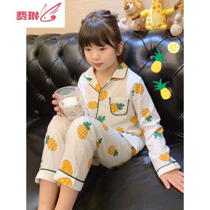 女童棉服2020装新款宝宝卡通内衣套装中大童睡衣两件套 费琳