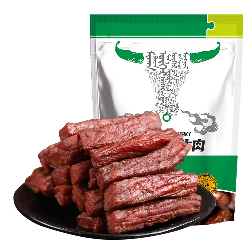 科尔沁(Kerchin)休闲零食 内蒙特产肉干肉脯手撕风干牛肉100g原味(新)*1袋