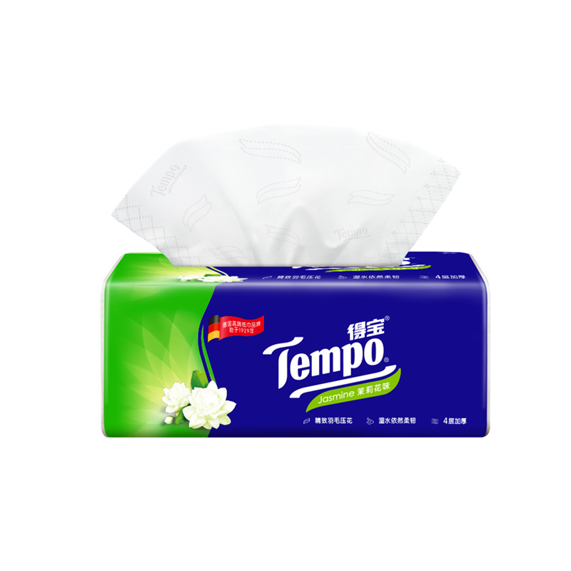 Tempo/得宝 抽纸 4层90抽软抽*3包(茉莉花味) 面巾纸餐巾纸卫生抽纸巾