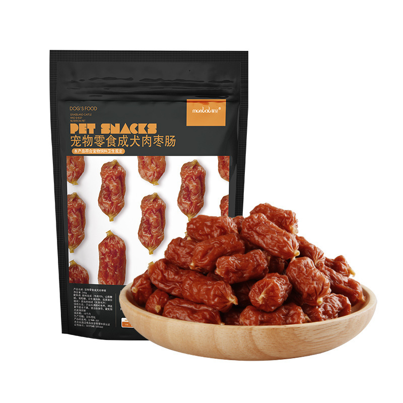 蒙贝 成犬肉枣肠360g 宠物零食 70%牛肉食品 袋装 磨牙狗狗零食 宠物火腿肠
