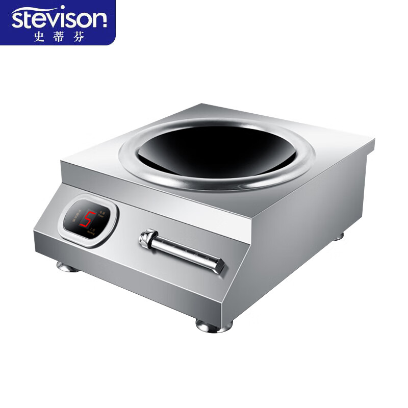 史蒂芬(stevison)商用311凹晶电磁面板大功率5000W/380V台式凹面电灶磁控款(含炒锅)SDF-CK500