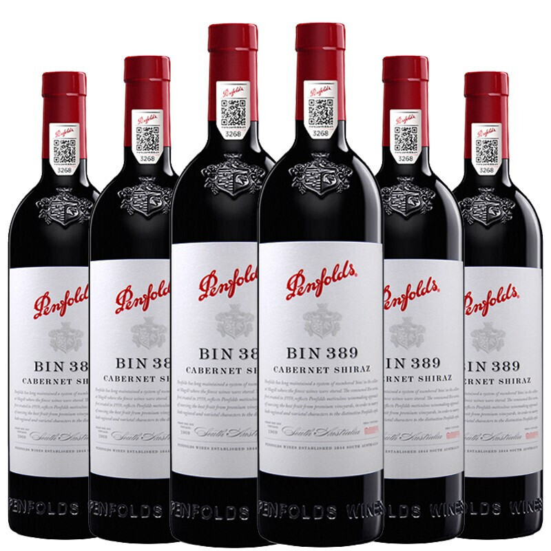 奔富 BIN389赤霞珠设拉子干红葡萄酒 750ml*6 木塞 整箱装 澳大利亚进口
